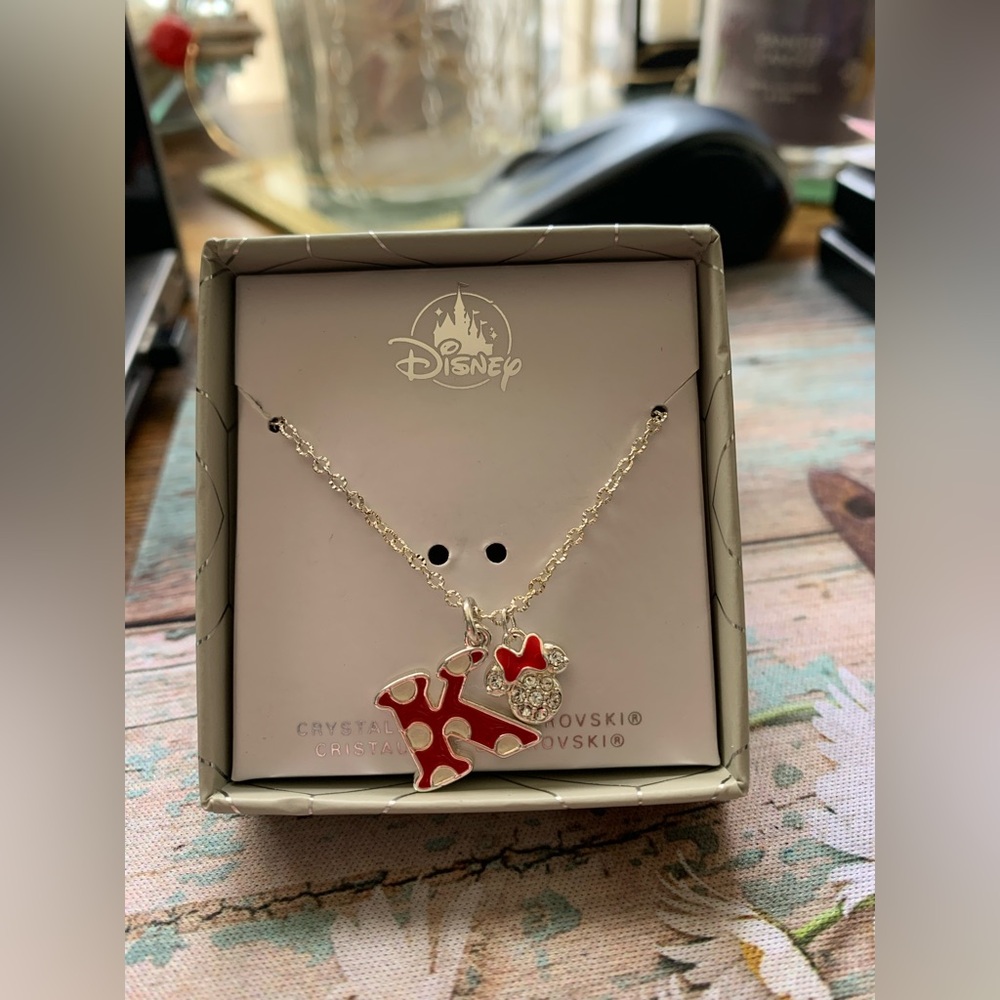 Minnie Mouse “K” Swarovski Red Necklace